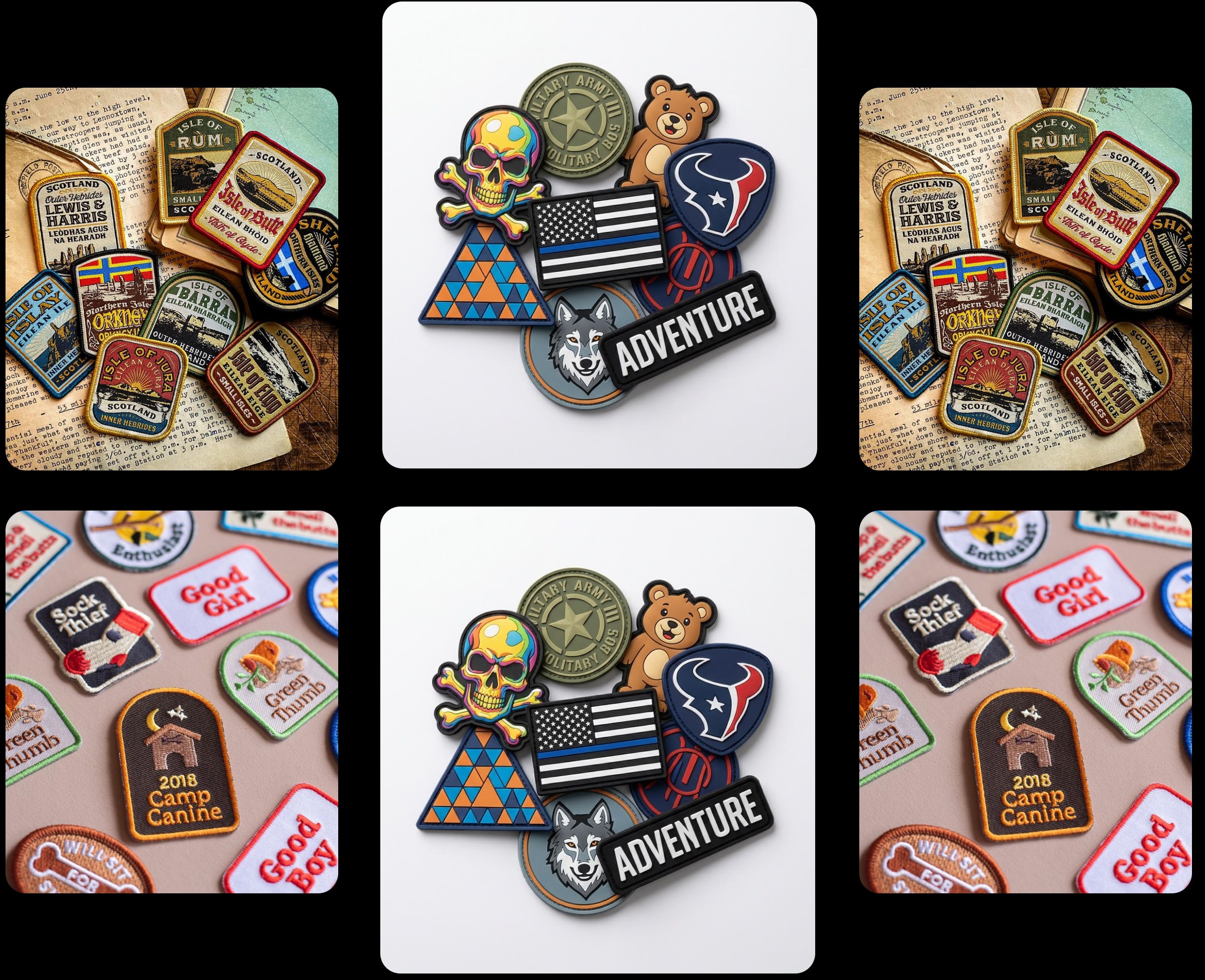 Collection of colorful custom patches